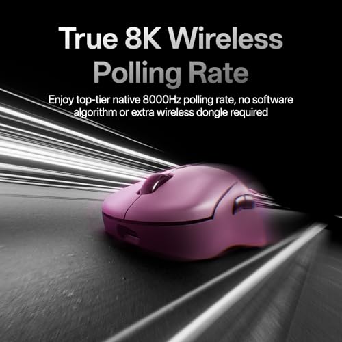 Rapoo VT3 Gen-2 Wireless Gaming Mouse, True 8K Wireless Polling Rate, 53g Lightweight, Up to 750 Hr Battery, Nordic nRF54L15 MCU, 100-Million Mechanical Switch, 10 Programmable Buttons, Macro Enabled - color: Pink