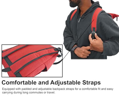 Rockville RPAK Burned Red Durable Backpack Bag with Padded Laptop Pocket | Stylish Nylon Fabric, Fits 15" Laptop, Hidden Zippered Pocket, Adjustable Straps, 2 Side Pockets - color: Red