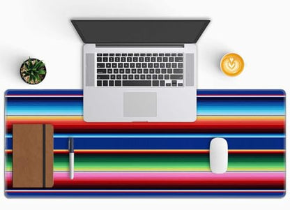 Desk Pad, XL Extended Large Gaming Mouse Pad 31.5 x 11.8 Inch, Waterproof Mousepad with Stitched Edge, Non-Slip Computer Keyboard Laptop Mat for Women Men Office Work, Mexican Fabric Pattern - color: Mexican Fabric Pattern