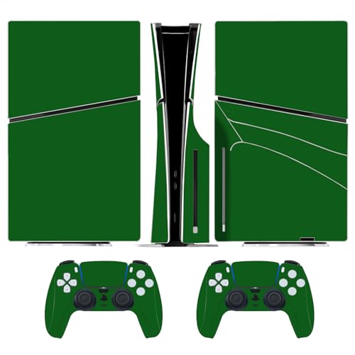 Solid Color Skin Wrap Compatible with PS5 Slim Disc Edition (Green) | Console Cover Protective Sticker, Game Controller Vinyl Wrap - color: Green