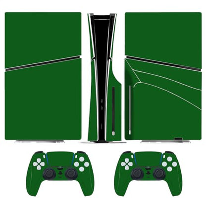Solid Color Skin Wrap Compatible with PS5 Slim Disc Edition (Green) | Console Cover Protective Sticker, Game Controller Vinyl Wrap - color: Green
