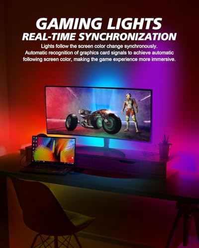 Xtremevision S202-27 LED Backlight Strip for 27-Inch Monitor, Instant Sync RGB Lighting with Audio and Video, Ultra-Low Latency Software-Controlled Backlight for Movies, Games, and Music