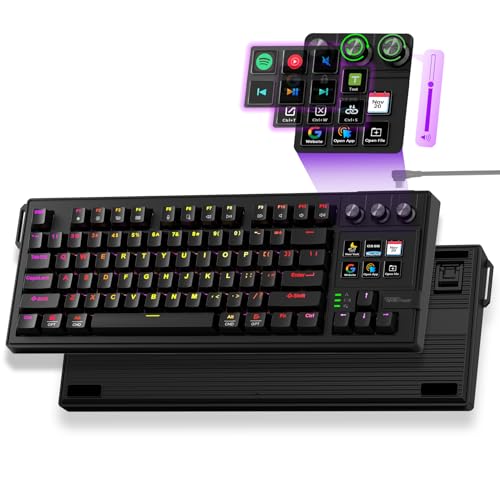 K1 Pro Macro Keyboard, Wired Only Full-Key Programmable On-Board Keypad, Custom Gaming Streaming Mechanical Keyboards with Screen & Knob, Gasket, RGB Backlit, Hot Swappable Shortcut Pad - color: Black