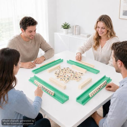 5Pcs Mahjong Racks with Pushers Wooden American Mahjong Tile Pushers and Racks Set with Mah Jong Rack Drawstring Bag Mah jong Accessories for Players Gifts Home Game Night Party Supplies (Light Green) - color: Light Green