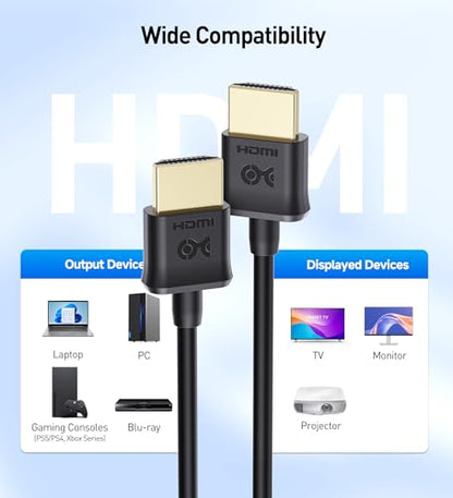 Cable Matters 2-Pack 4K Ultra Thin HDMI Cable, 10ft | 4K@60Hz, Ultra Slim HDMI Cable, 4K Rated, Ethernet, HDR, Compatible with PS5, Xbox Series X/S, PC, Apple TV - size: 10 Feet