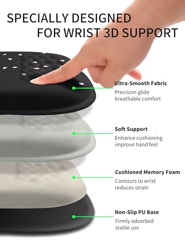 Hokafenle Ergonomic Wrist-hugging Mouse Pad Wrist Support, U-shaped Holding Wrist Rest Mousepad for Carpal Tunnel Pain Relief with Cushioned Memory Foam Slope Massage Bulge (10.2x8.3 in,CherryBlossom) - color: Cherryblossom