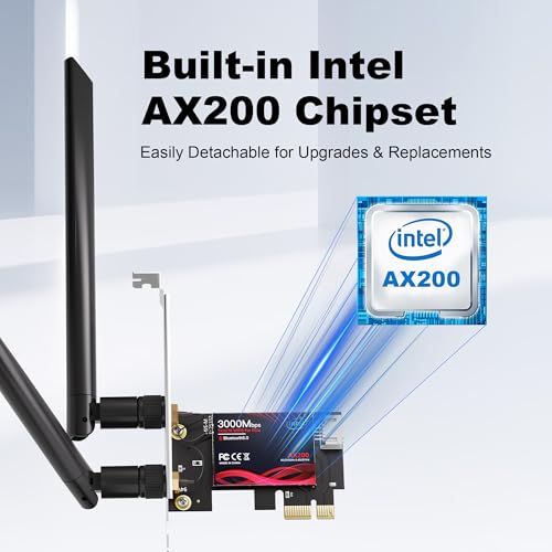WiFi 6 PCIe Card for Gaming PC with Bluetooth 5.2,3000Mbps Ultra-Low Latency,WPA3 Security,4K Streaming/VR Ready'Windows 11/10 Dual Band Adapter
