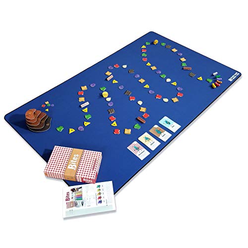 Board Game Playmat [3.5'x5.5'/Thick Super Cushioned/Stitched Edge/Water Resistant] with Carrying Case - for Tabletop Board Games, Card Games, RPG Games (Large, Blue) - color: Blue, size: Large (3.5'x5.5')