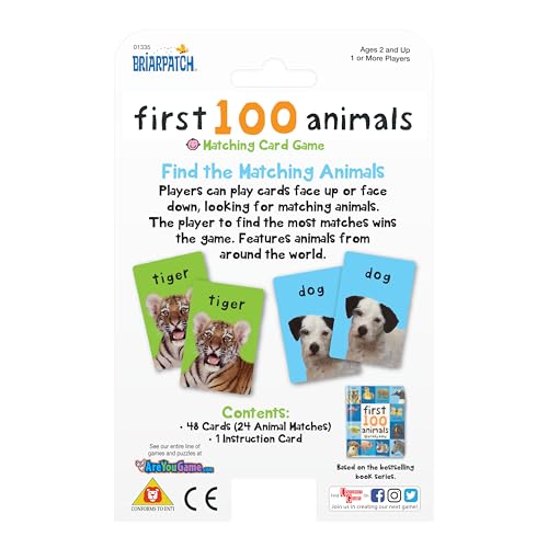 Briarpatch, First 100 Animals Matching Card Game, Based On Board Books by Roger Priddy, Preschool Learning for Kids