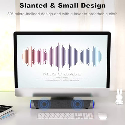 SOULION R30 Computer Speakers Wired 3.5mm Aux with Rotary Switch LED Light | USB Powered Aux Connected with Crystal Sound, Slanted Design PC Speaker for Desktop Laptop Monitor Office Work Music Gray - color: Gray, style: 3.5mm Aux