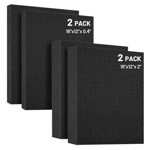 Dual-Thickness Case Foam Insert Kit 4PCS (2PCS 16x12x2" + 2PCS 16x12x0.4") - Pick and Pluck Protective Layer for Tool Drawers, Game Cases & Collectible Organizers - size: 4Pcs (2Pcs 16x12x2 In + 2Pcs 16x12x0.4 In)