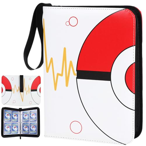 Trading Card Binder 4 Pocket, 400 Card Holder with 50 Removable Sleeves, Zipper Card Album - color: trading card binder