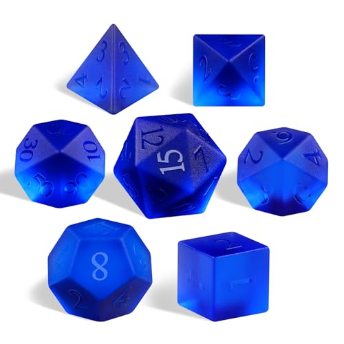 Matte Dark Blue 7Pcs Polyhedral Dice Set, K9 Crystal Cat's Eye Multi-Faceted DND Dice for Dungeons and Dragons RPG Tabletop Game (Matte Blue) - color: Matte Blue
