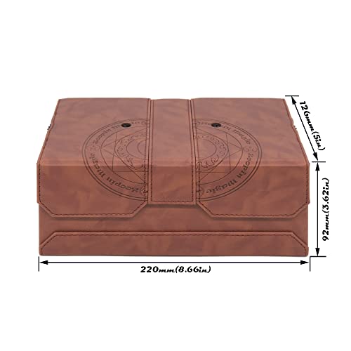 Zoopin 200 Card Deck Box for MTG ,CCG,TCG,Yugioh...With Two Built-in Life Counters and Two Card-trays plus one Dice/Token Tray (Brown ) … - color: Brown
