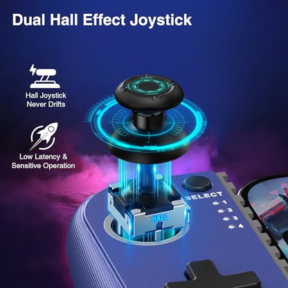 NealGamefy Phone Controller for iPhone/Android - Mobile Gaming Controller with Hall Effect Joystick, Phone Case Support,Turbo Function, Dual Vibration- Phone Controller Compatible with More Games - color: Blue
