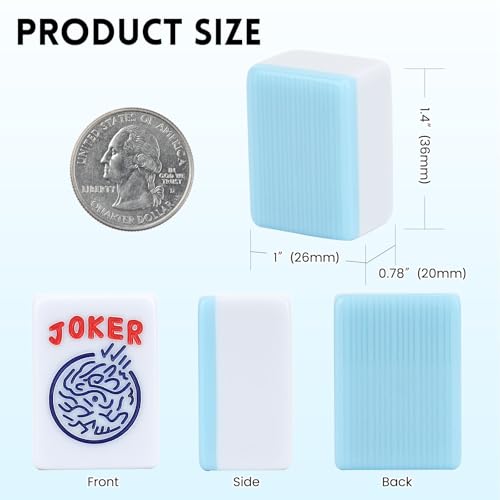 Suncle American Mahjong Tile Set X-Large 166 Blue Back Tiles 1.4" Large Size Tile with Carrying Travel Case, English Manual, Pro Complete Mahjongg Game Set - color: Blue Back-1.4inch