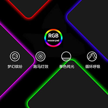 LIEBIRD® Large RGB Gaming Mouse Pad -15 Light Modes Touch Control Extended Soft Computer Keyboard Mat Non-Slip Rubber Base for Gamer Esports Pros 31.5X11.8 - color: RGB Black