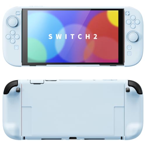PlayVital Hard Case for Nintendo Switch 2 with Extra Stand & Thumb Grip Caps | Split Design, Dockable Protective Full-Body Shell Cover for Nintendo Switch 2 | Solid Color Series, Heaven Blue - color: Heaven Blue