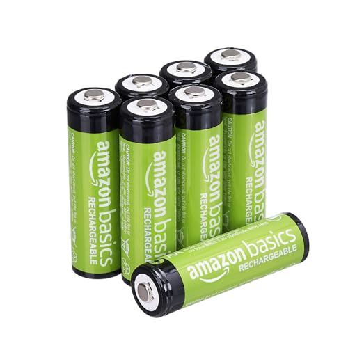 Amazon Basics 8-Pack Rechargeable AA NiMH Batteries, 2000 mAh, 1.2V, Low Self Discharge, Long-Lasting, Pre-Charged, Recharge up to 1000x Times - size: 8 Count (Pack of 1)
