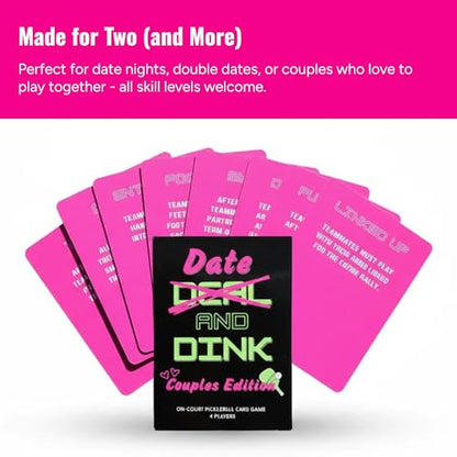 On-Court Pickleball Card Game - Date and Dink (Couples Edition) - Add More Fun, Connection, and Playful Competition to Every Pickleball Date. - color: Pink