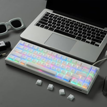 dagaladoo Double Shot PBT keycaps,White Jade, Cherry Profile Keycaps Set | 121-keys Jelly style Custom keycaps full size for 60% 65% 75% 100% Cherry-MX switch Mechanical Keyboard - color: White Jade