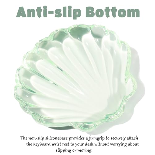 Gel Wrist Rest for Keyboard and Mouse Green Shell Keyboard Wrist Rest Set Ergonomic Cute Transparent Clear Cool Mouse Wrist Pad Silicone Non-Slip Support for Computer Gaming Home Office Ocean Beach - color: Seashell Green