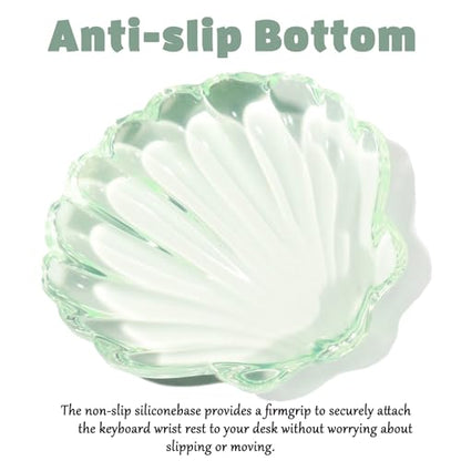Gel Wrist Rest for Keyboard and Mouse Green Shell Keyboard Wrist Rest Set Ergonomic Cute Transparent Clear Cool Mouse Wrist Pad Silicone Non-Slip Support for Computer Gaming Home Office Ocean Beach - color: Seashell Green
