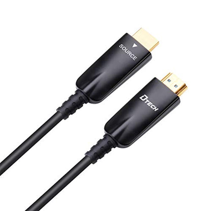 DTECH 100ft Fiber Optic HDMI Cable with 4K 60Hz 1080p HD Video 3D HDCP CEC High Speed Supported Compatible with Laptop Computer Monitor Projector TV DVD Player Gaming Console (100 Feet, Black) - size: 100ft