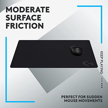 Logitech G640 Large Cloth Gaming Mouse Pad (600x460x3) - Black | Optimized for gaming sensors, moderate surface friction - size: L, style: Cloth