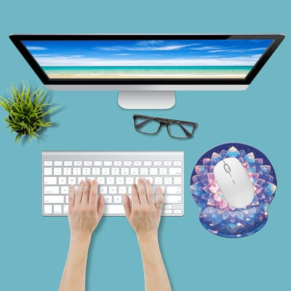 Ergonomic Memory Foam Wrist Support Mouse Pad Comfortable Padded Wrist Mousepads 9in X10in Pain Relief Desktop Mouse Mat (Beautiful Mandala Foam) - color: Beautiful Mandala Foam