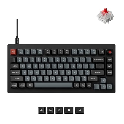 Keychron V1 8K Custom Mechanical Keyboard, 75% Wired Layout, Ultra-Low Latency 8000Hz, QMK Programmable, Hot-Swappable Red Switches, RGB, for Gamers and Typists, Compatible with Mac/Windows/Linux - color: Keychron Red Switch