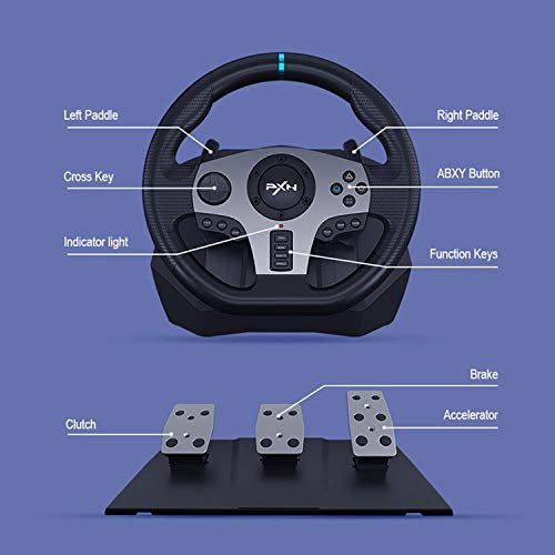 PXN V9 Gaming Racing Wheel pc Steering Wheel With Pedals and Shifter 270/900° Dual-Motor Feedback Driving gaming Racing Wheel for PC,PS4,PS3,Xbox One, Xbox Series X/S,N-Switch