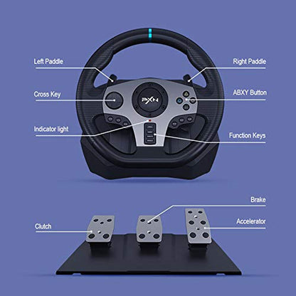 PXN V9 Gaming Racing Wheel pc Steering Wheel With Pedals and Shifter 270/900° Dual-Motor Feedback Driving gaming Racing Wheel for PC,PS4,PS3,Xbox One, Xbox Series X/S,N-Switch