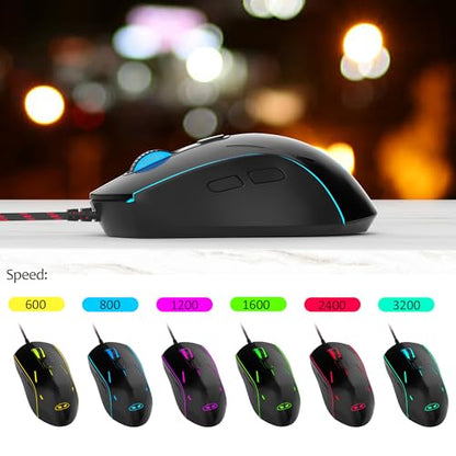 MageGee GT838 Gaming Keyboard and Mouse Combo, 104 Keys RGB Backlit Quiet Wired Keyboards for Laptop PC MAC, with Number Pad, Metal Panel, Anti-Ghosting, White Black - color: White Black