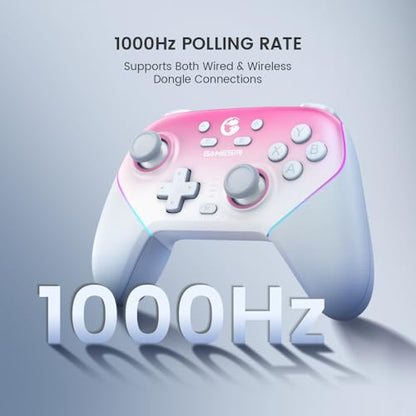 GameSir Super Nova Wireless Gaming Controller for PC/Switch/Switch 2/iOS/Android, 1000Hz Polling Rate, Hall Effect Stick & Trigger, Rubberized Grips, RGB Lighting, 1000mAh - Pink - color: Pink