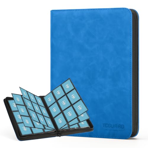 Trading Card Binder, 9 Side Loading Pocket Card Album Hold Up to 540 Cards, Zipper Binder for Cards Collection, TCG Card Holder for Game Card, Sports Card, Yugioh, MTG etc. (Light Blue) - color: Light Blue