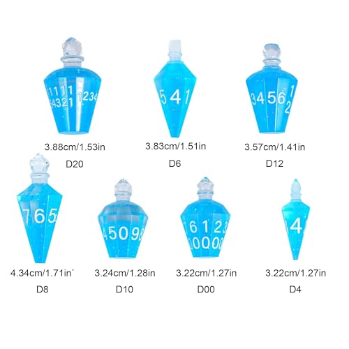 7PCS Potion DND Dice Set,Transparent Sharp Edge Die Set D&D RPG Polyhedral Die,for Dungeons & Dragons, Pathfinder, and TTRPG Roleplaying Games (Blue) - color: Blue