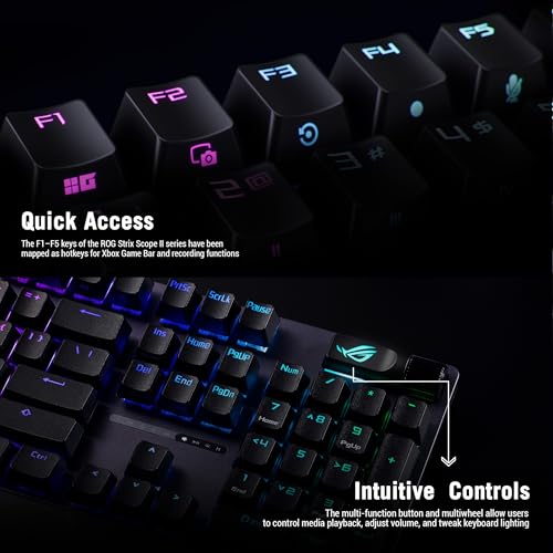 ASUS ROG Strix Scope II X Wired USB Mechanical Gaming Keyboard – 100% Full-Size, Hot Swappable Pre-lubed ROG NX Snow V2 Linear Switches, PBT Keycaps, RGB, PC/Mac Support - Black