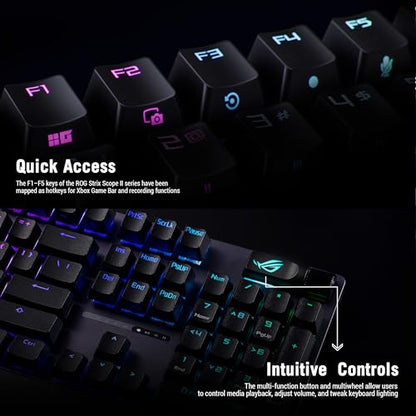 ASUS ROG Strix Scope II X Wired USB Mechanical Gaming Keyboard – 100% Full-Size, Hot Swappable Pre-lubed ROG NX Snow V2 Linear Switches, PBT Keycaps, RGB, PC/Mac Support - Black