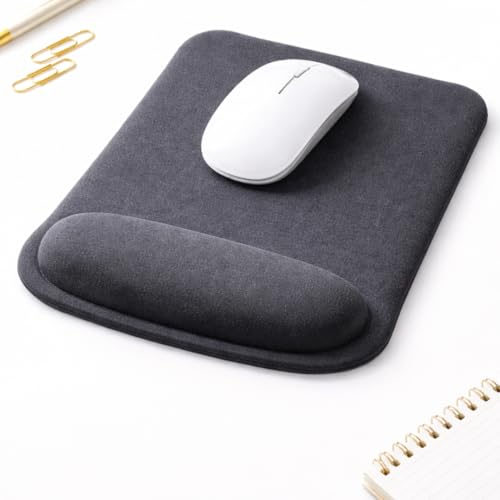 Ergonomic Memory Foam Mouse Pad with Wrist Support, Orange, Ultra-Smooth Surface, Anti-Slip Base (Black, Medium) - color: Black