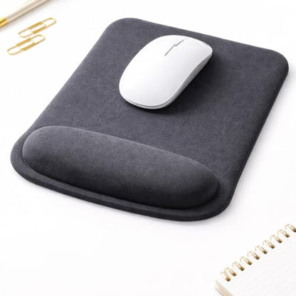 Ergonomic Memory Foam Mouse Pad with Wrist Support, Orange, Ultra-Smooth Surface, Anti-Slip Base (Black, Medium) - color: Black