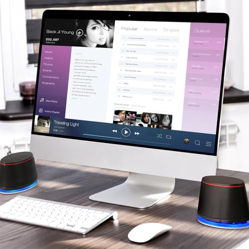 Sanyun SW102 Computer Speakers, 5Wx2, Deep Bass from Compact Cabinet, Stereo 2.0 USB Powered 3.5mm Aux Multimedia Speakers, Built-in Passive Bass Radiators, PC Laptop Desktop Speakers, Black - color: Black