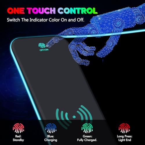 RGB Gaming Mouse Pad with Wireless Charging, Large LED Mouse Pad with 10 Light Modes, Extended Keyboard Pad Non-Slip Rubber Base,Waterproof Desk Pad for Home Office, Black - color: Black