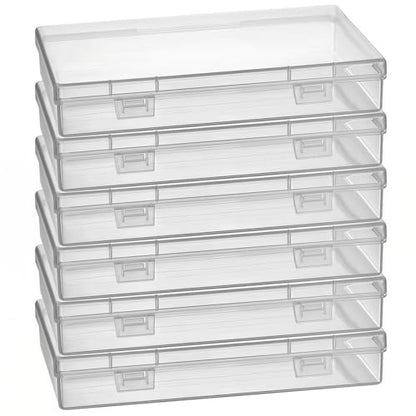 6 Pieces Rectangular Empty Mini Clear Plastic Organizer Box | 180 x 110 x 30 mm, Hinged Lids, For Small Items, Craft Projects - size: 180 x 110 x 30 mm