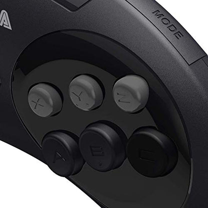 Retro-Bit Official Sega Genesis USB Controller 6-Button Arcade Pad for Sega Genesis Mini, PS3, PC, Mac, Steam, Switch - USB Port - (Black) - color: Black