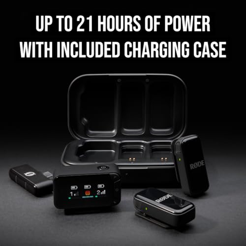 RØDE Wireless Micro - Compact Wireless Microphone Camera Kit, Two Mics with Camera Receiver, Smartphone Receiver, and Charge Case for Content Creation - USB-C, Black - color: USB-C Camera Kit