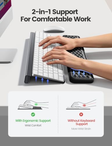 Vaydeer Keyboard Stand with Wrist Rest Set, Acrylic Keyboard Riser for Desk with Memory Foam Wrist Pad, Ergonomic Computer Support Rest Typing Cushion for Office Gaming Home Desktop Accessories - style: Keyboard Stand & Wrist Rest