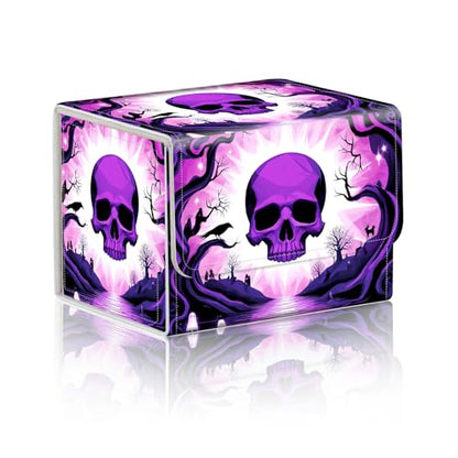Trading Card Storage Box, Premium PU Leather with Magnetic Closure, Holds 100+ for MTG Cards, Purple Skull Realm Durable Deck Box for Magic the Gathering, Trading Card Games - color: Purple Skull Realm
