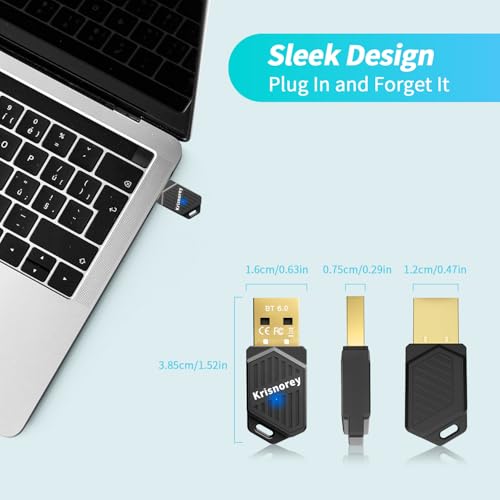 Latest Bluetooth 6.0 Adapter for PC Laptop, Mini Wireless USB Dongle Adaptor for Windows 11/10/8.1 Desktop Computer, Plug & Pair w/Bluetooth Headset Speaker Keyboard Mouse Game Controller - size: Mini Sized