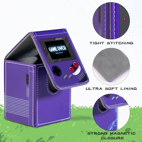 Card Deck Box Fits for YGO MTG,100+ Card Storage Box Trading Games PU Leather Storage Premium Deck Case (Game Purple) - color: Game Purple